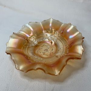 Dugan Apple Blossom Marigold Bowl Carnival Glass
